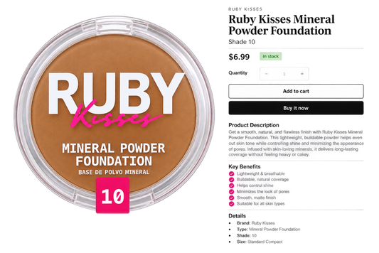 Ruby Kisses Mineral Powder Foundation Shade 10