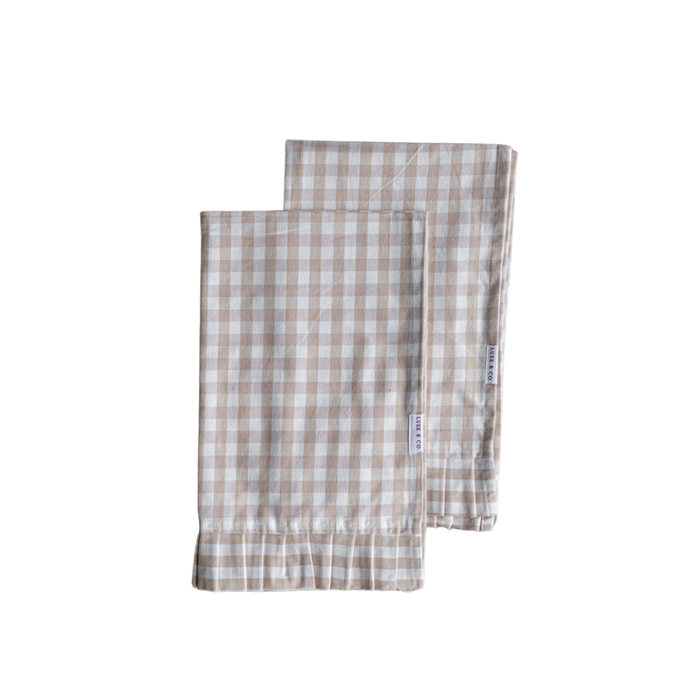 Ruffle Beige Gingham Kitchen Dish Towel - Magnolia Lane co. Home + Garden + Gift