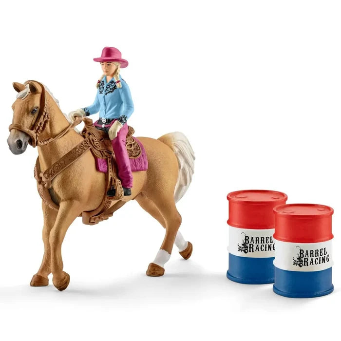 Schleich Farm World Cowgirl Barrel Racing Fun 7 Pce