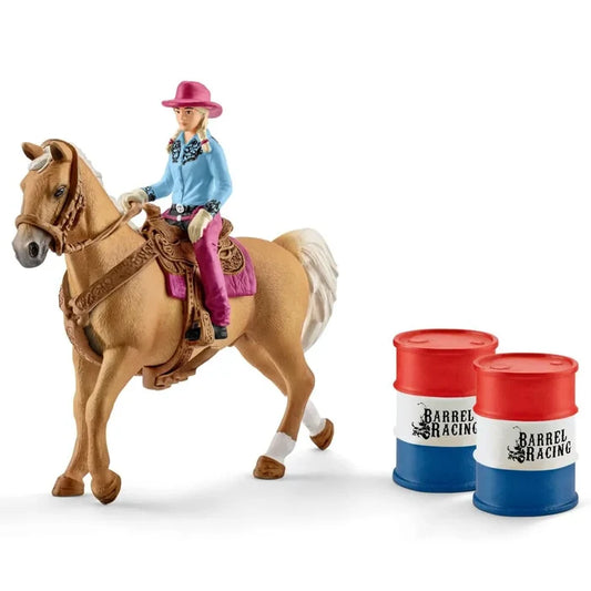 Schleich Farm World Cowgirl Barrel Racing Fun 7 Pce