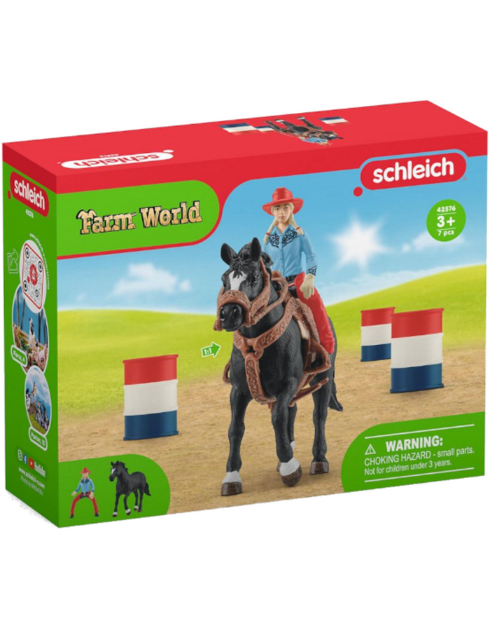 Schleich Farm World Cowgirl Barrel Racing Fun 7 Pce