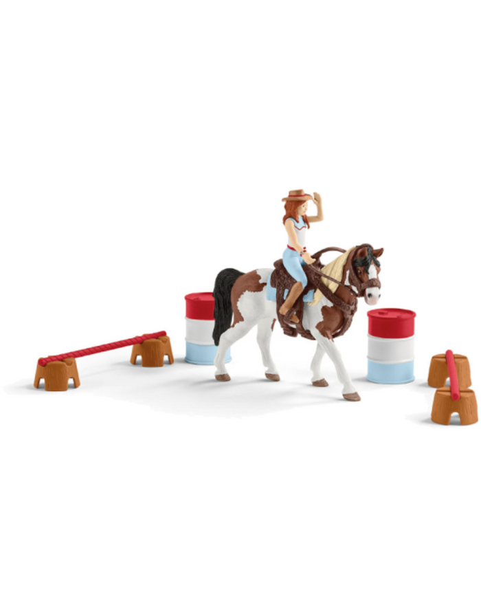 Schleich Farm World Cowgirl Barrel Racing Fun 7 Pce
