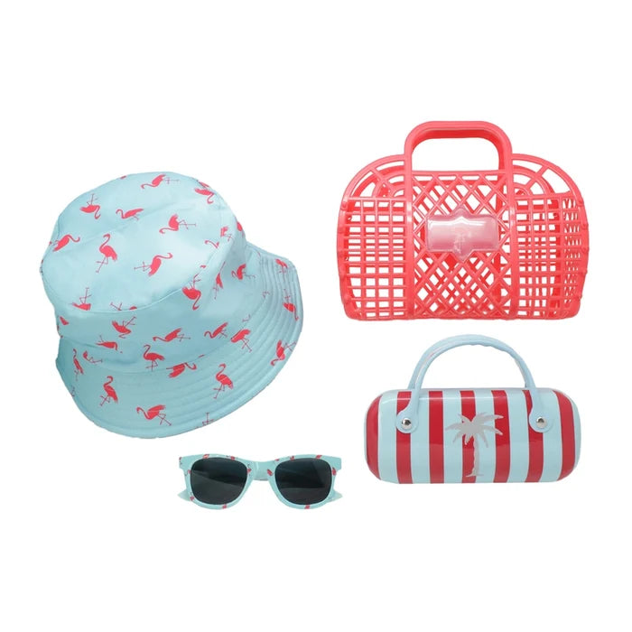 Shark Eyes Flamingo Sunnies/Bag/Hat Set