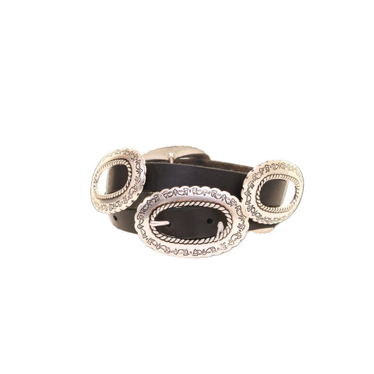 Silver Concho Leather Belt #B1247