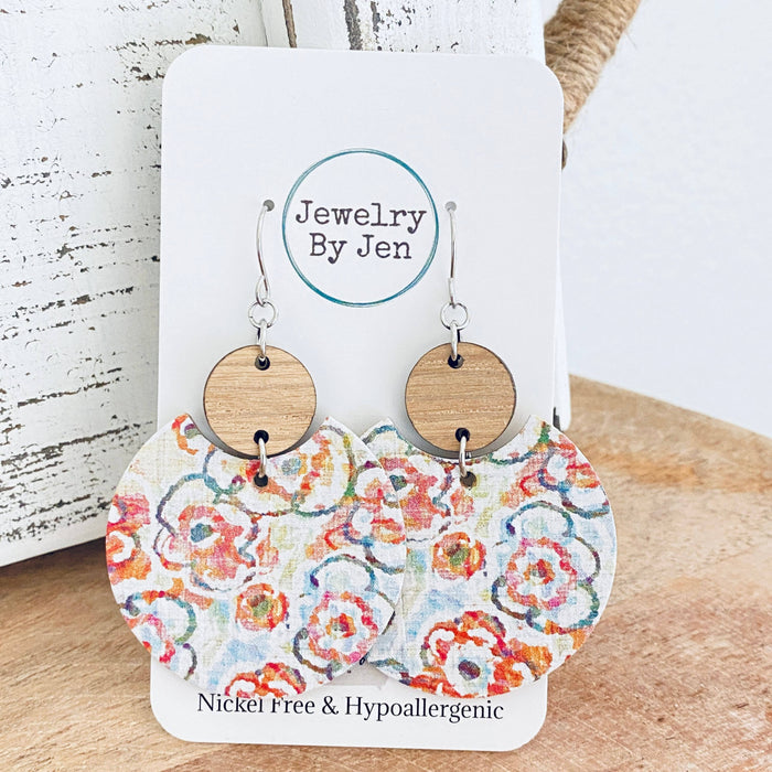 Sketched Floral Dangle Earrings