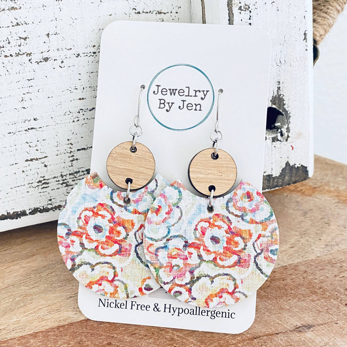 Sketched Floral Dangle Earrings