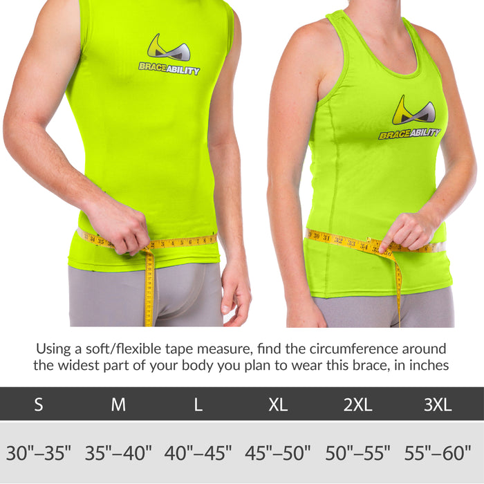 Sizing for the spondylolysis comes in 6 sizes ranging from 30 inches to 60 inch hip circumferences