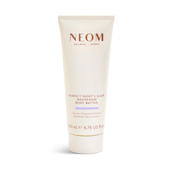 Neom body butter tube on a white background