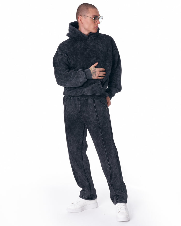 Martin Valen Urban Style washed anthracite tracksuit, full-length view with white sneakers and straight-leg trousers