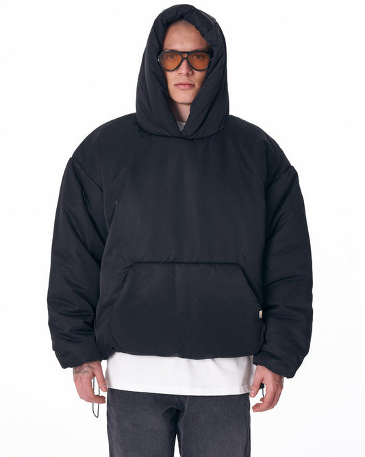 Versfallen Black Puffy Hoodie For Men