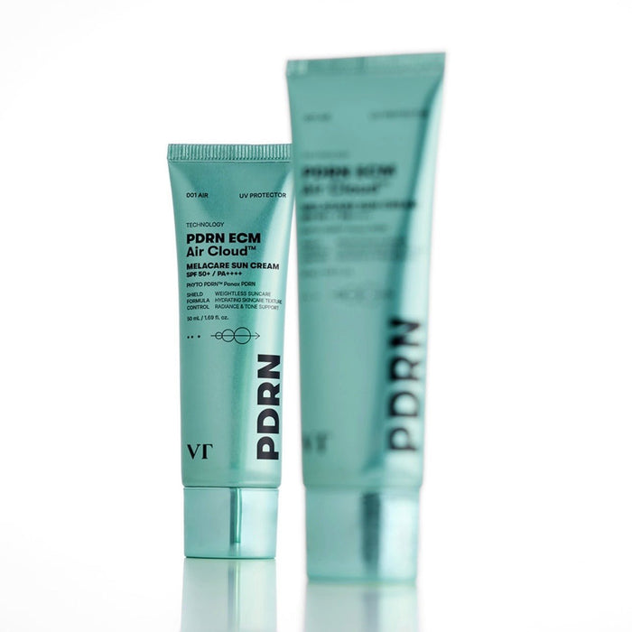 VT Cosmetics PDRN ECM Air Cloud Melacare Sun Cream 50ml كريم واقٍ من الشمس من في تي كوزمتكس، بي دي آر إن إي سي إم إير كلاود ميلاكير - Princess Cosmetics Qatar