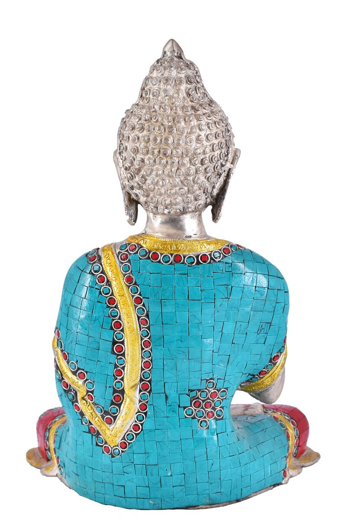 White Whale Brass Buddha Statue Yoga Mudra Statue for Home Decor Entrance Office Table Living Room Meditation Luck Gift Feng Shui
