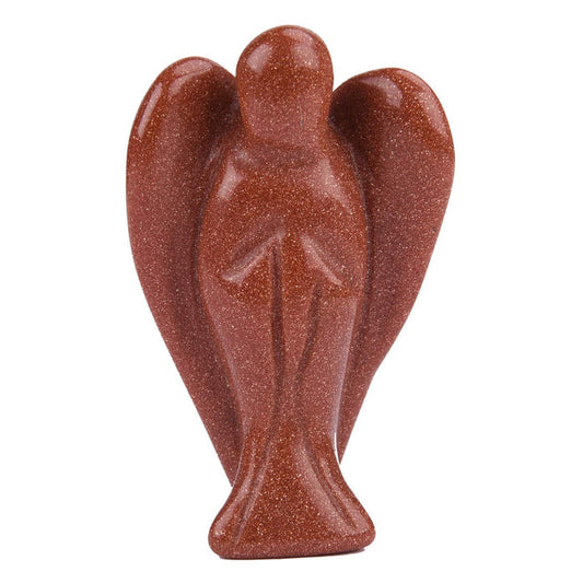 White Whale GoldStone Healing Crystal Gemstone Carved Pocket Crystal Guardian Angel Figurines
