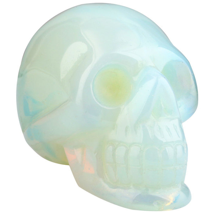 White Whale Healing Crystal Stone Opalite Human Reiki Skull Figurine Statue Sculptures