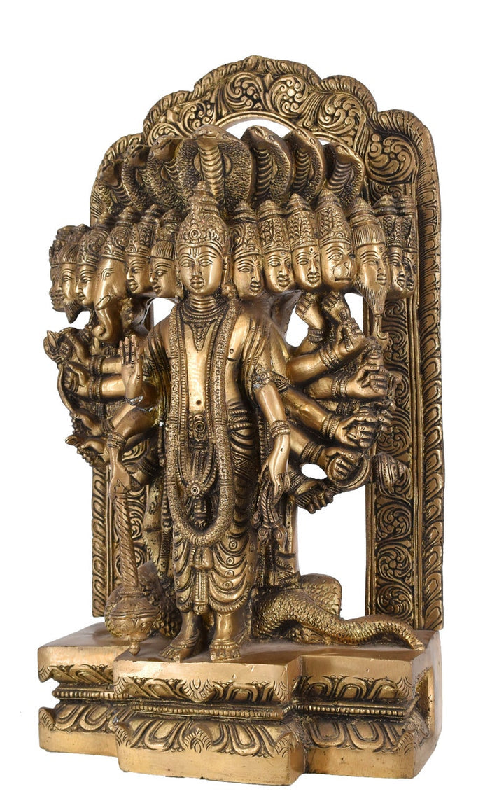 White Whale Lord Vishnu Narayan Dashavatar 14 inches - Incarnations of Lord Vishnu - Vishnu surrounded by his Avatar