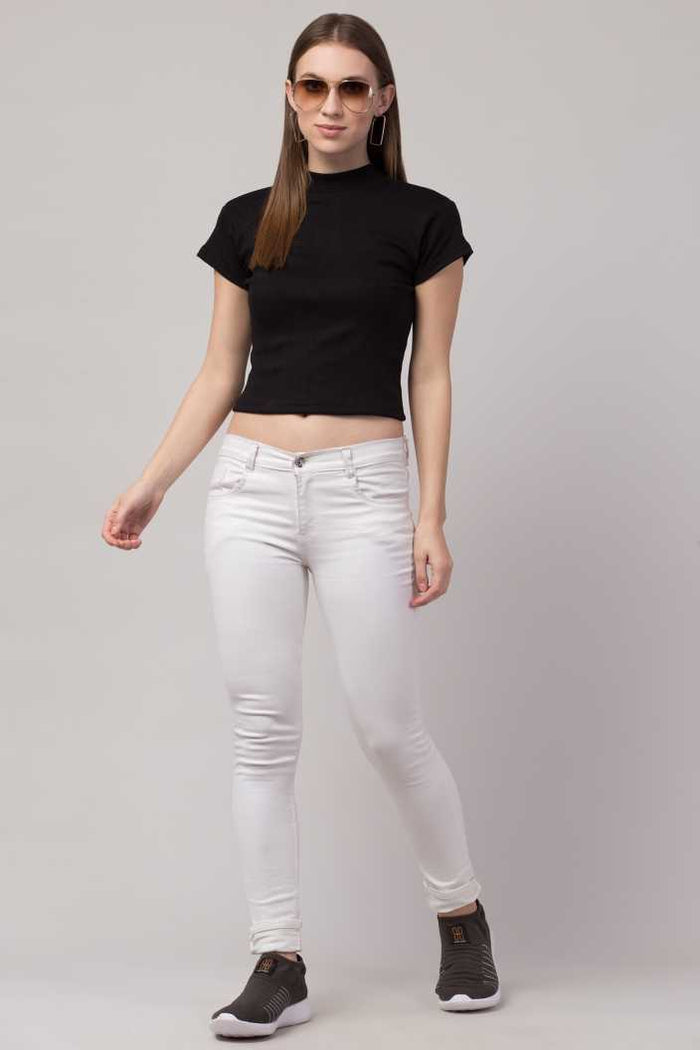 Whitewhale Casual Regular Sleeves Solid Women Black Top