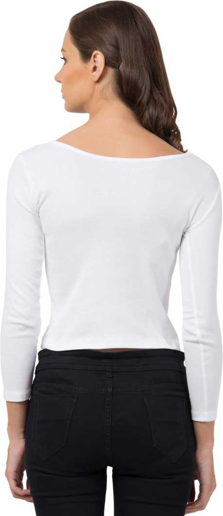 Whitewhale Casual Regular Sleeves Solid Women White Top