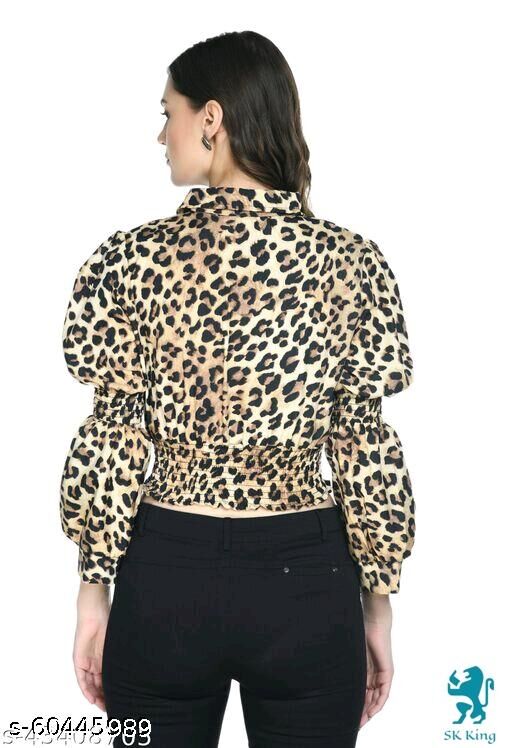 Whitewhale Women's Crepe Animal Printed Full Sleeves Tops