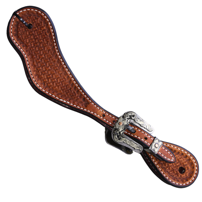 Wildfire Saddlery | Youth Spur Straps Cowboy Golden Spider Stamp with Custom Buckles