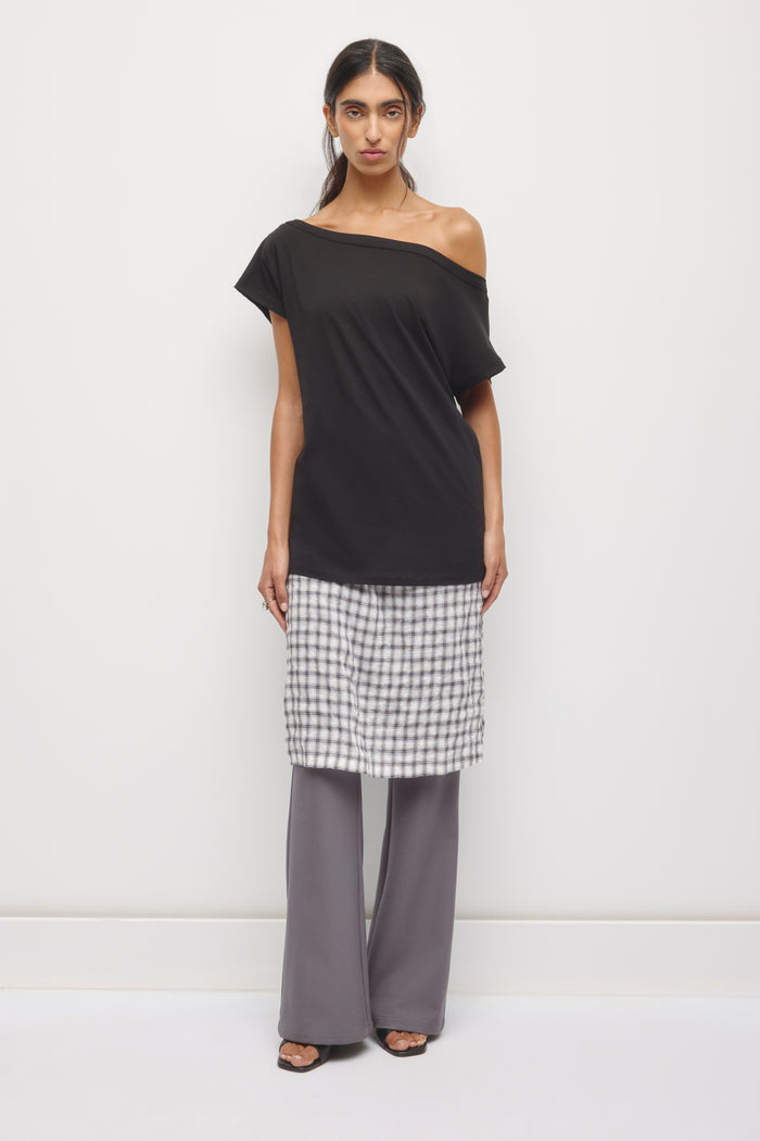Women's Off Shoulder Draped Tunic in Black