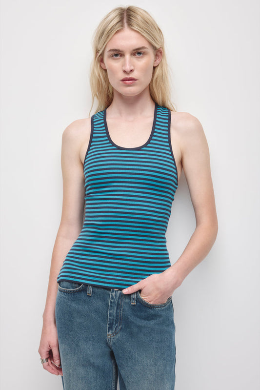 Women's Scoop Racerback Tank in Cerulean/Deep Ocean