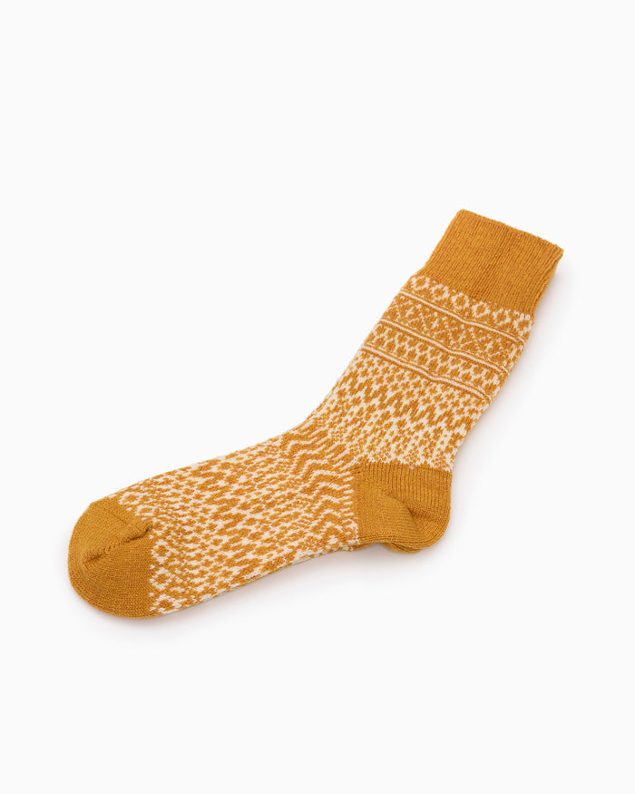 Wool Jacquard Socks - Lantern Orange