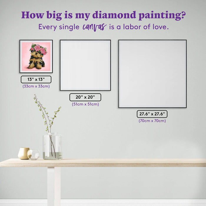 Yorkie & Roses - Diamond Art Club DIY Kit